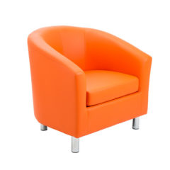 Tub Armchair With Metal Feet – Orange