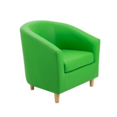 Tub Armchair With Wooden Feet – Green