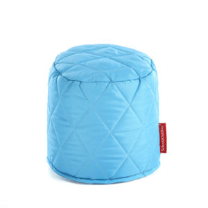 Small Round Quilted Poufees Blue